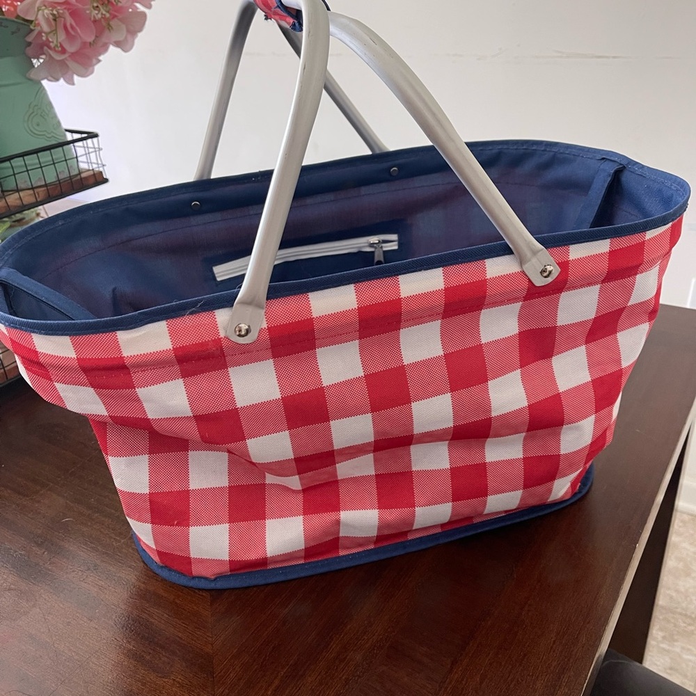 Red and White Checkered Picnic Basket